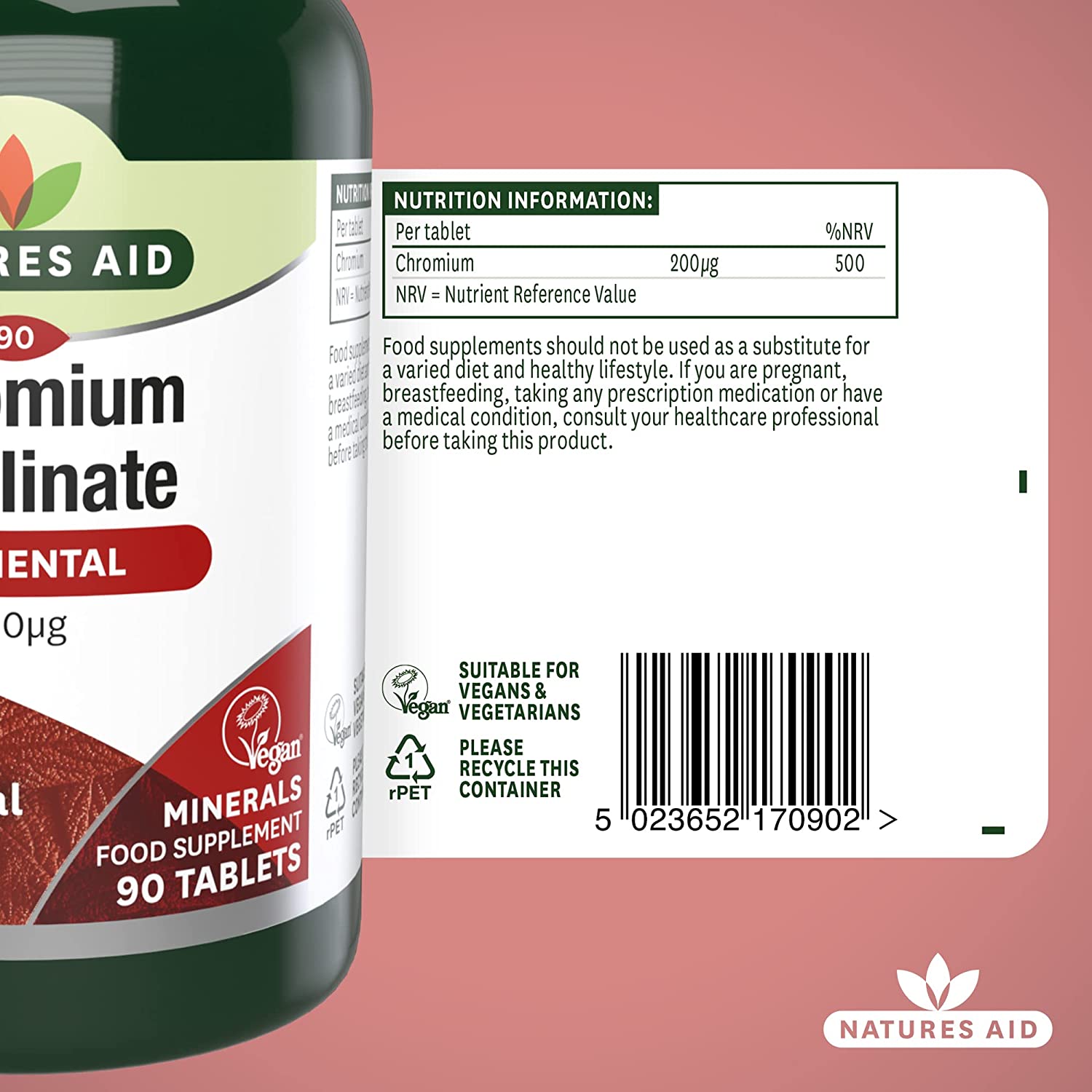 Chromium Picolinate Tablets 200ug 90 Tablets - Natures Aid - Vitamins & Supplements - Eco Natural Products