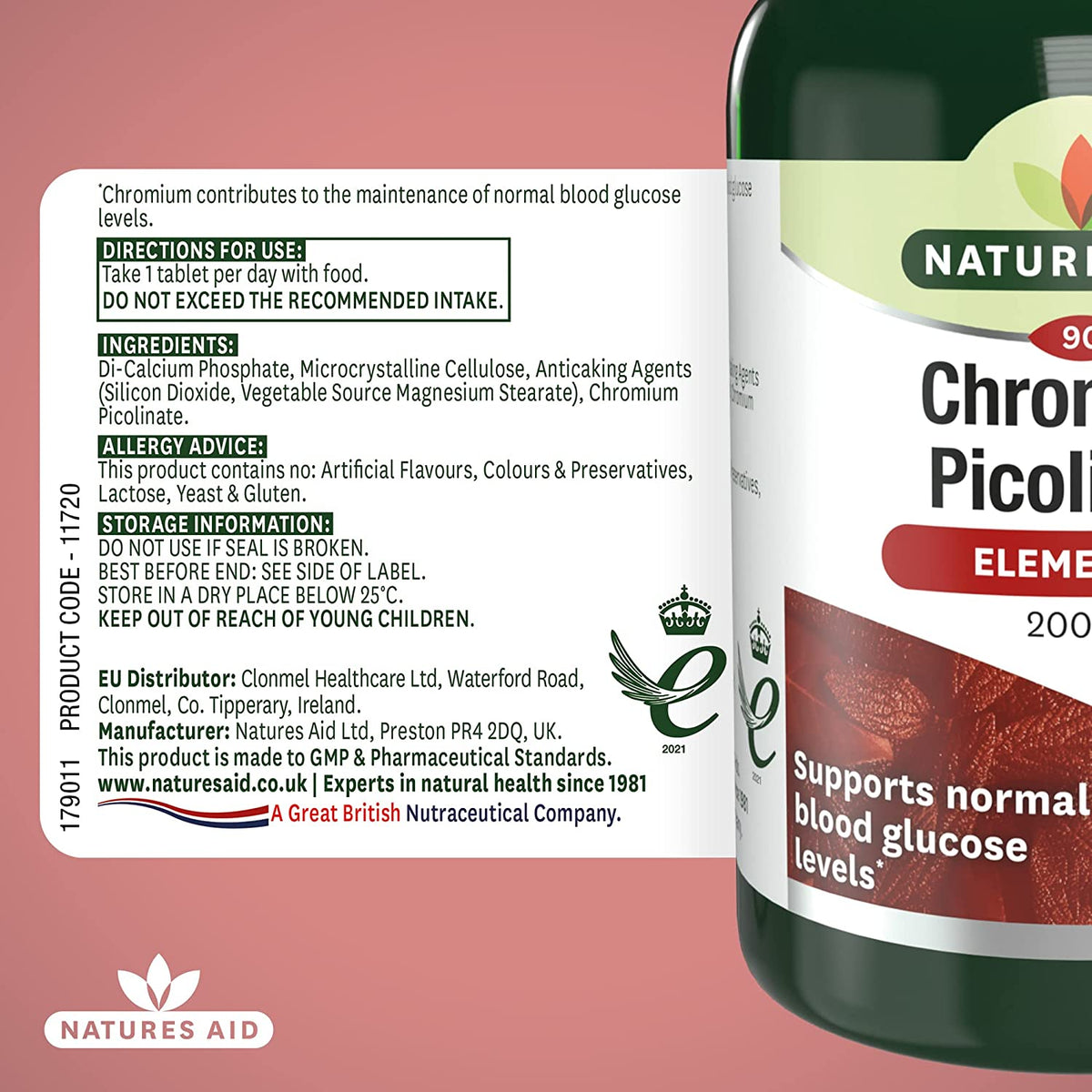 Chromium Picolinate Tablets 200ug 90 Tablets - Natures Aid - Vitamins & Supplements - Eco Natural Products