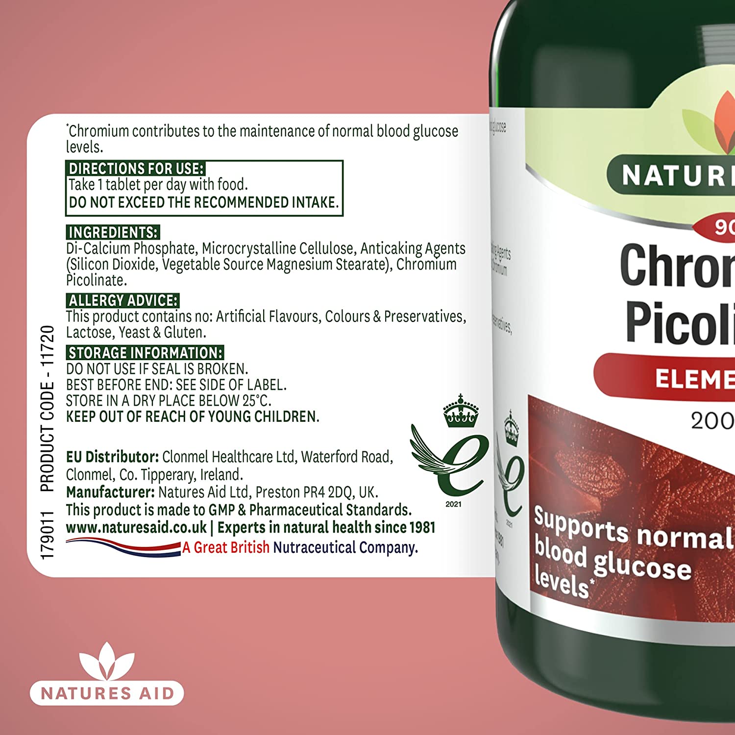 Chromium Picolinate Tablets 200ug 90 Tablets - Natures Aid - Vitamins & Supplements - Eco Natural Products