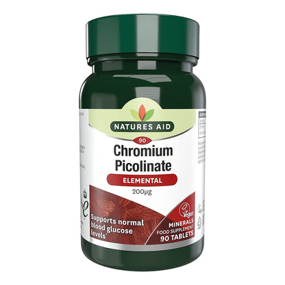 Chromium Picolinate Tablets 200ug 90 Tablets - Natures Aid - Vitamins & Supplements - Eco Natural Products