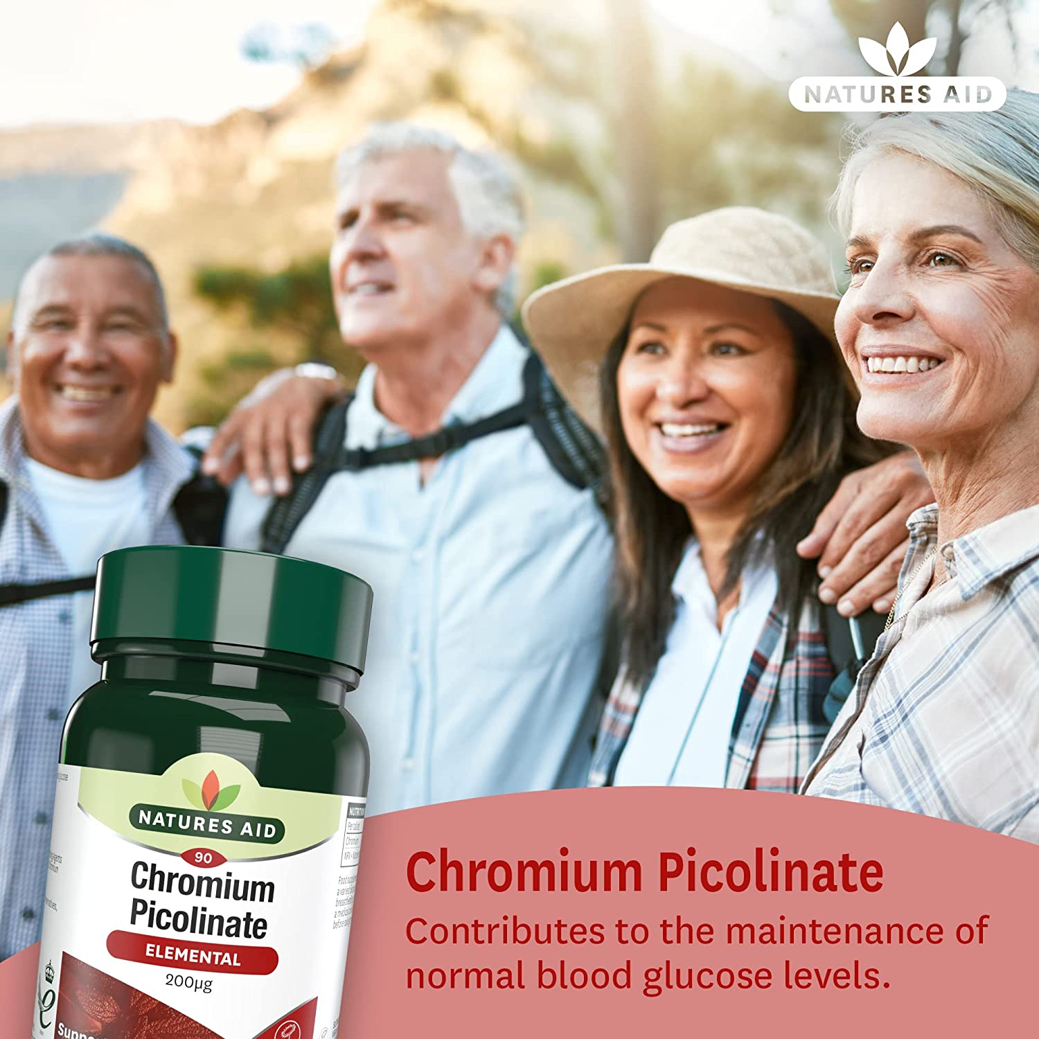 Chromium Picolinate Tablets 200ug 90 Tablets - Natures Aid - Vitamins & Supplements - Eco Natural Products