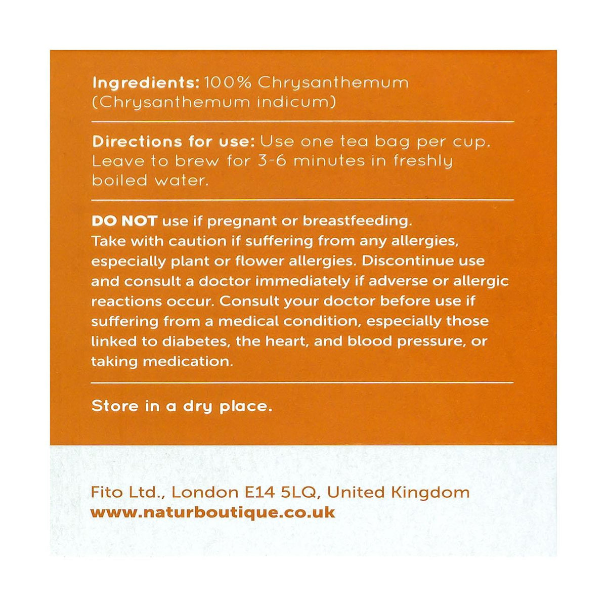Chrysanthemum Tea 20 Sachets - Natur Boutique - Herbal tea - Eco Natural Products