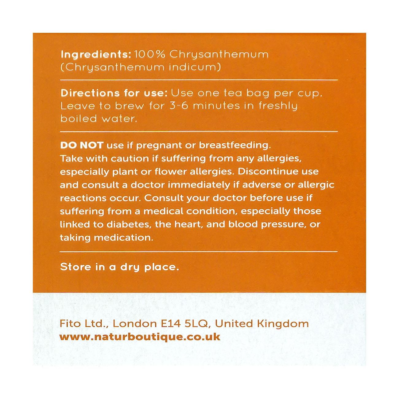 Chrysanthemum Tea 20 Sachets - Natur Boutique - Herbal tea - Eco Natural Products