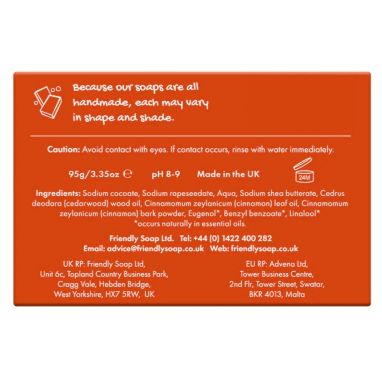 Cinnamon & Cedarwood Soap 95g - Friendly Soap - Bar Soap - Eco Natural Products