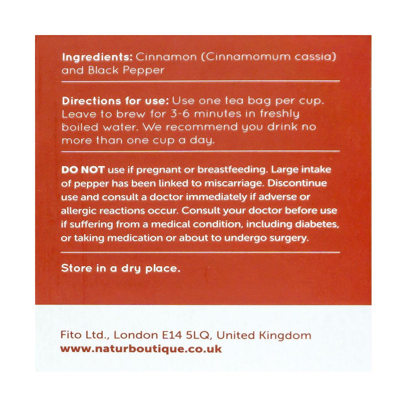 Cinnamon Tea with Black Pepper 20 Sachets - Natur Boutique - Herbal tea - Eco Natural Products