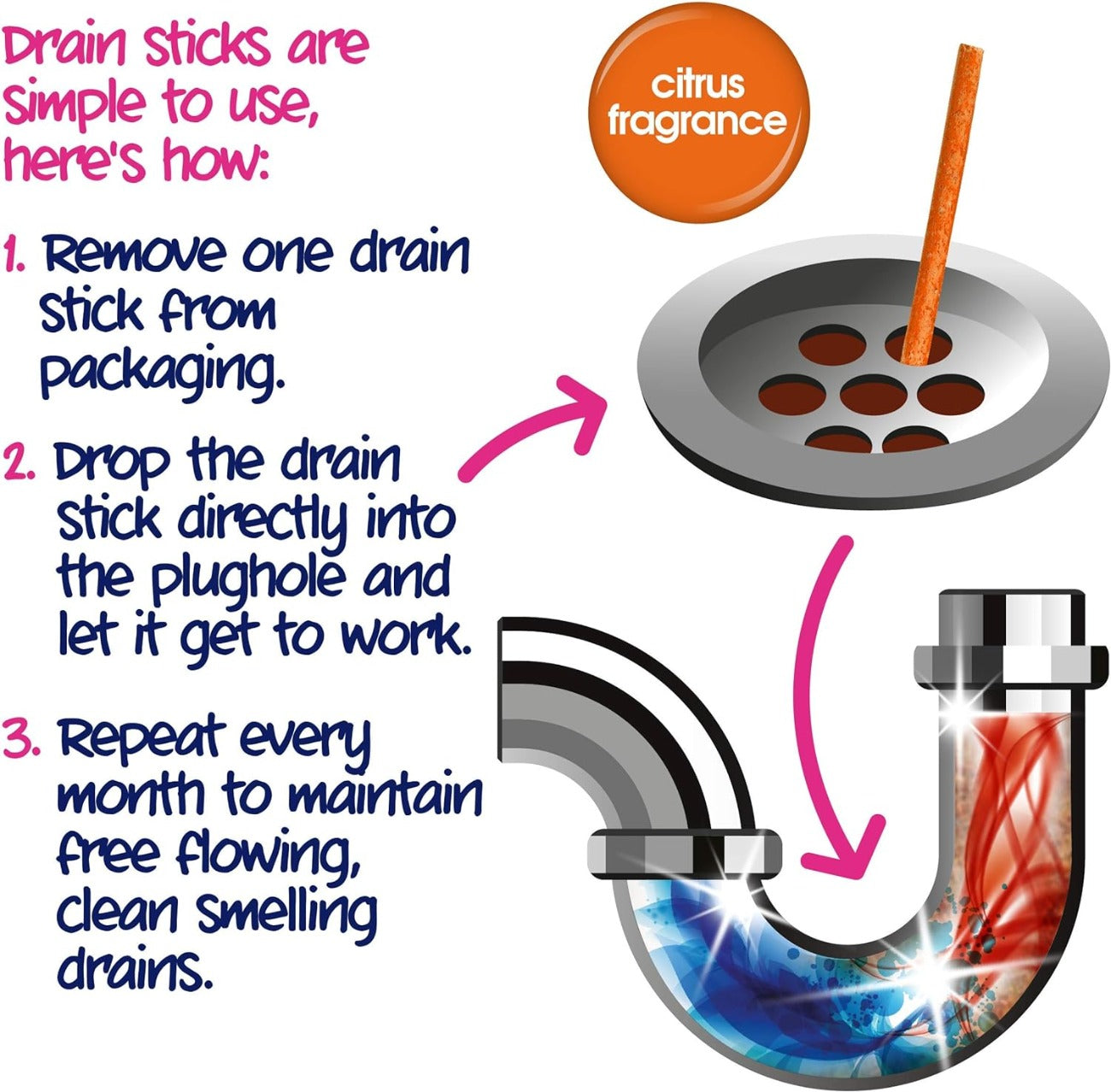 Enzymatic Drain Cleaning Citrus 12 Sticks