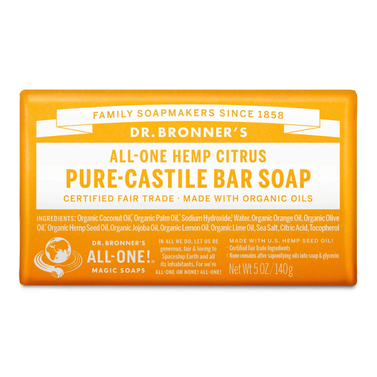 Citrus Pure - Castile Bar Soap 140g - Dr. Bronner - Bar Soap - Eco Natural Products