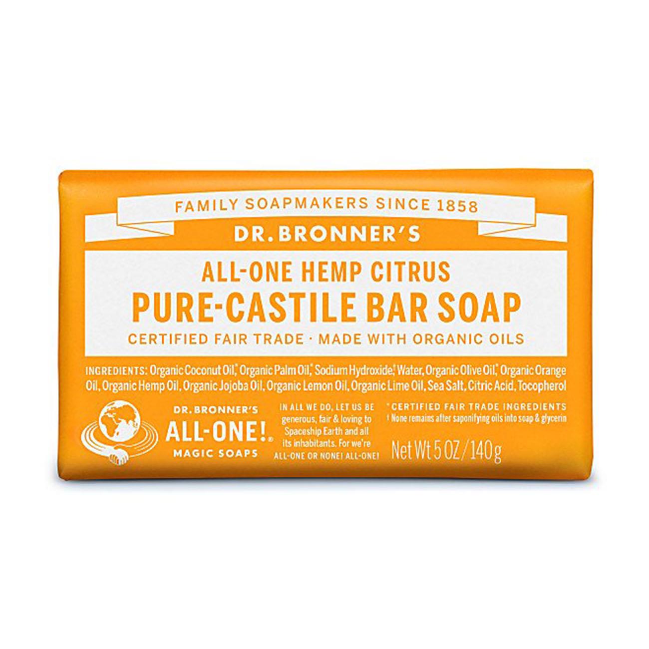 Citrus Pure - Castile Bar Soap 140g - Eco Natural Products - Dr. Bronner - Bar Soap