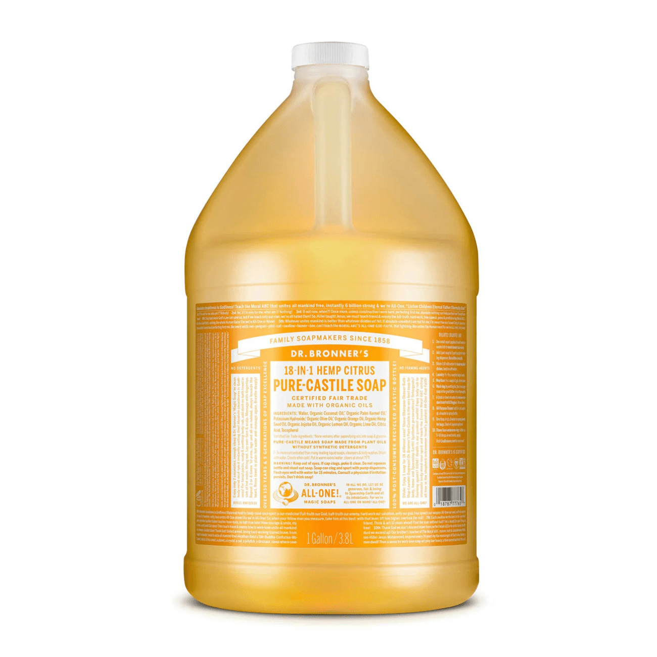 Citrus Pure - Castile Liquid Soap 3.8L - Eco Natural Products - Dr. Bronner - Liquid Soap