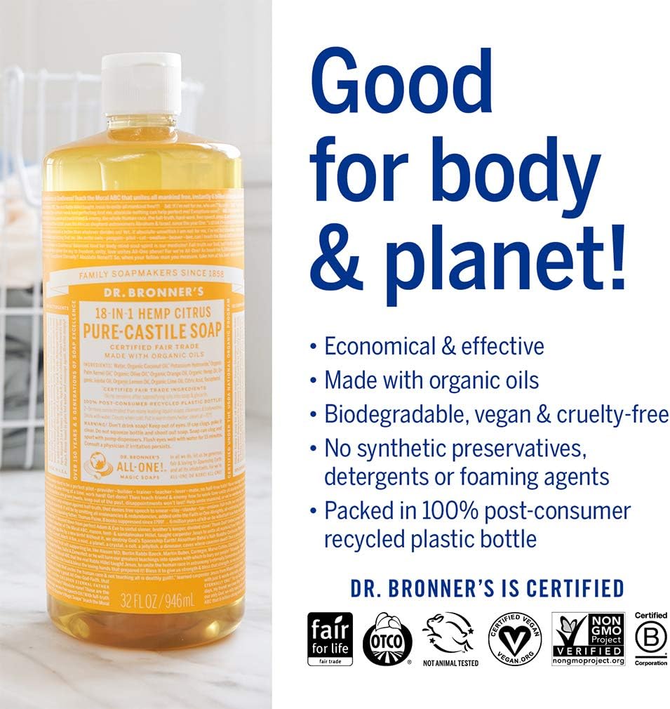 Citrus Pure - Castile Liquid Soap 473ml - Dr. Bronner - Liquid Soap - Eco Natural Products