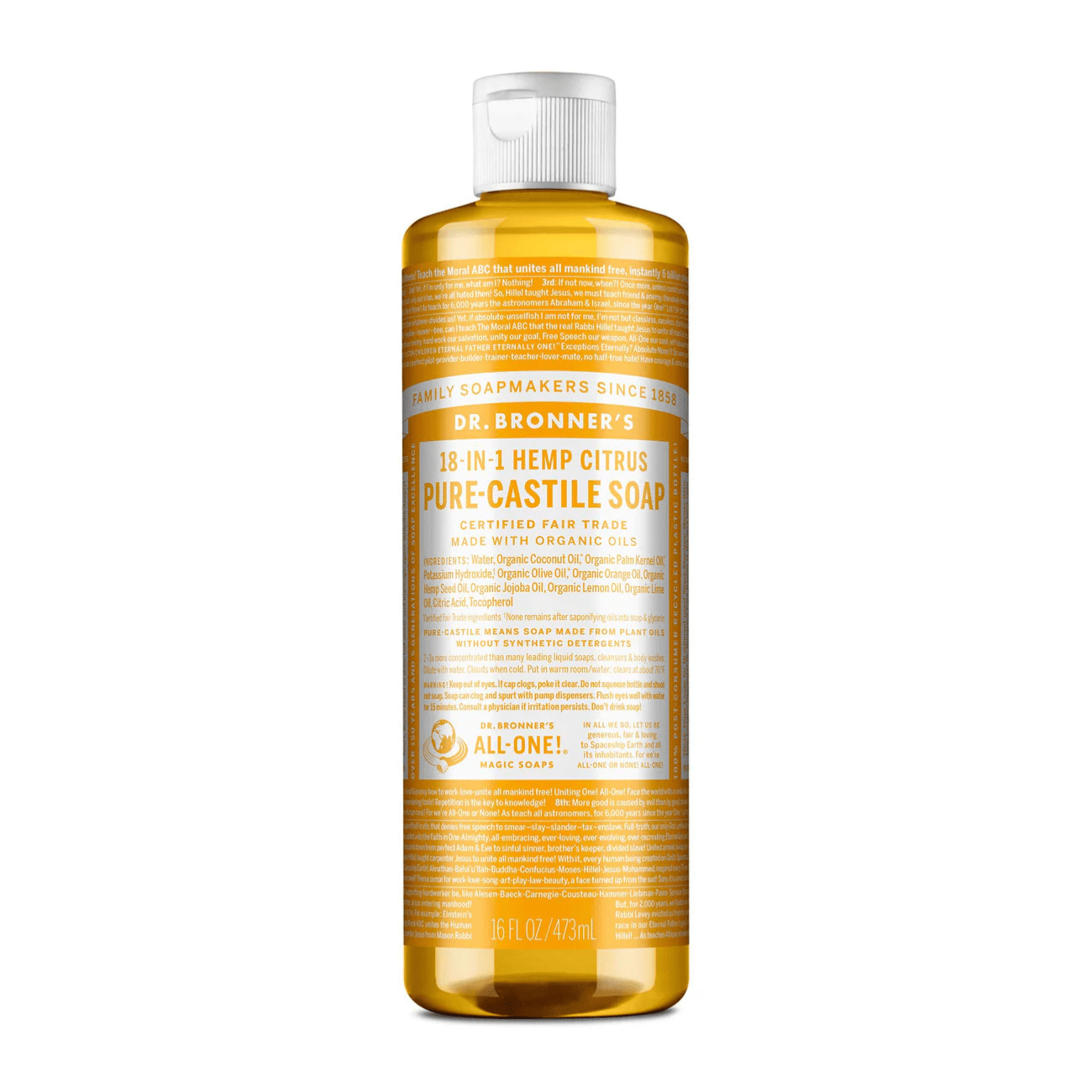 Citrus Pure - Castile Liquid Soap 473ml - Eco Natural Products - Dr. Bronner - Liquid Soap