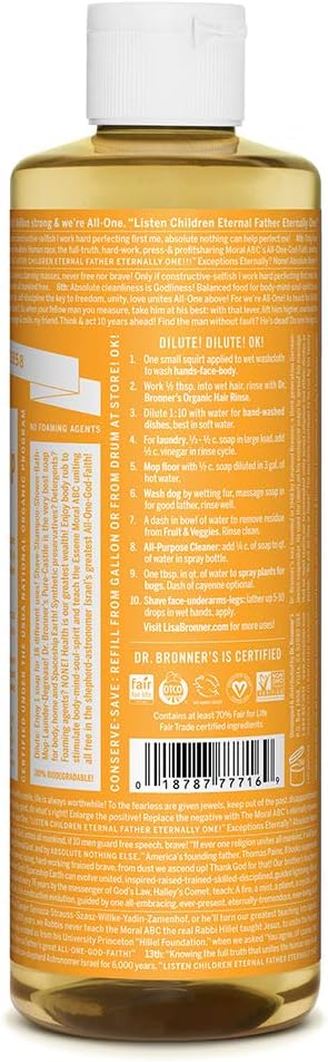 Citrus Pure - Castile Liquid Soap 473ml - Dr. Bronner - Liquid Soap - Eco Natural Products