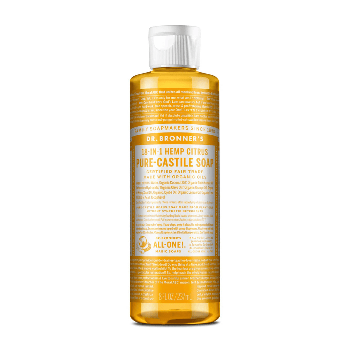 Citrus Pure - Castile Liquid Soap 60ml 237ml - Dr. Bronner - Liquid Soap - Eco Natural Products