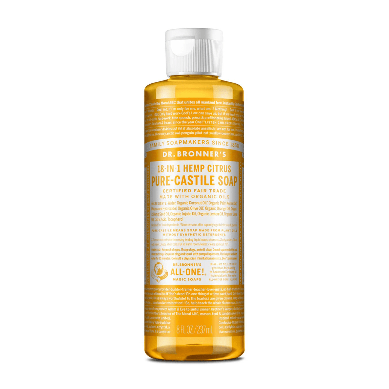Citrus Pure - Castile Liquid Soap 60ml 237ml - Dr. Bronner - Liquid Soap - Eco Natural Products