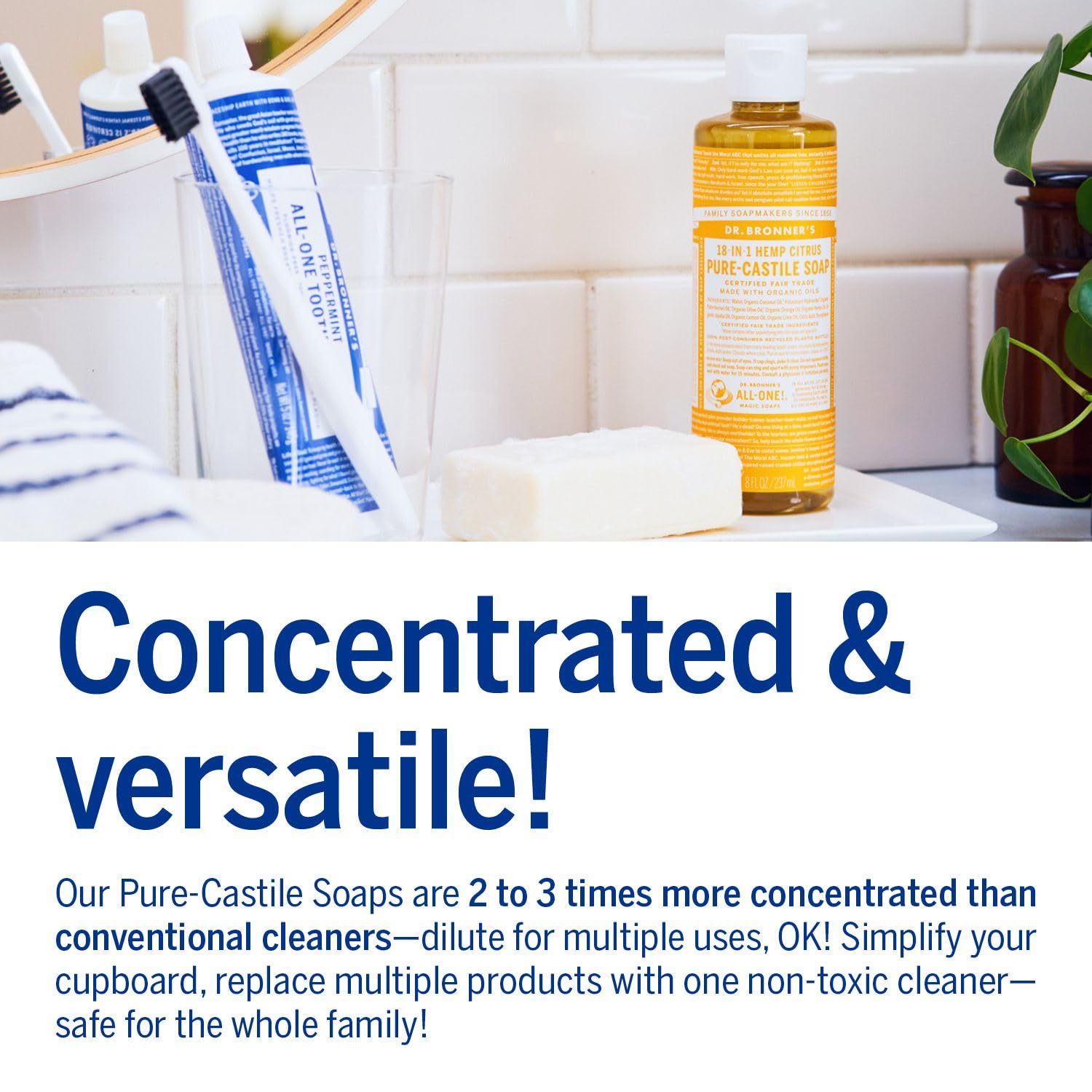 Citrus Pure - Castile Liquid Soap 60ml 237ml - Dr. Bronner - Liquid Soap - Eco Natural Products