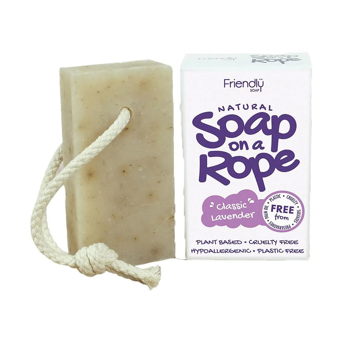 Classic Lavender Soap On A Rope 125g - Friendly Soap - Bar Soap - Friendly Soap