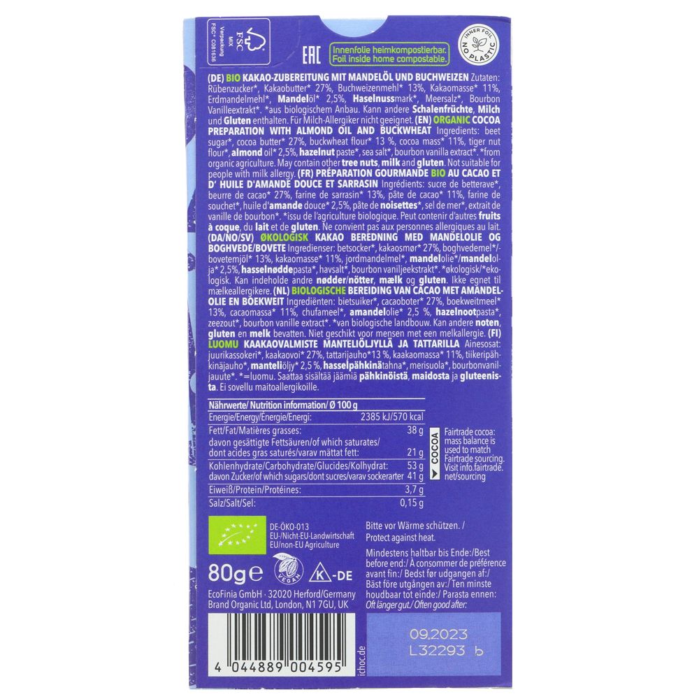 Classic Rice Milk Chocolate 80g - Eco Natural Products - iChoc - Chocolate