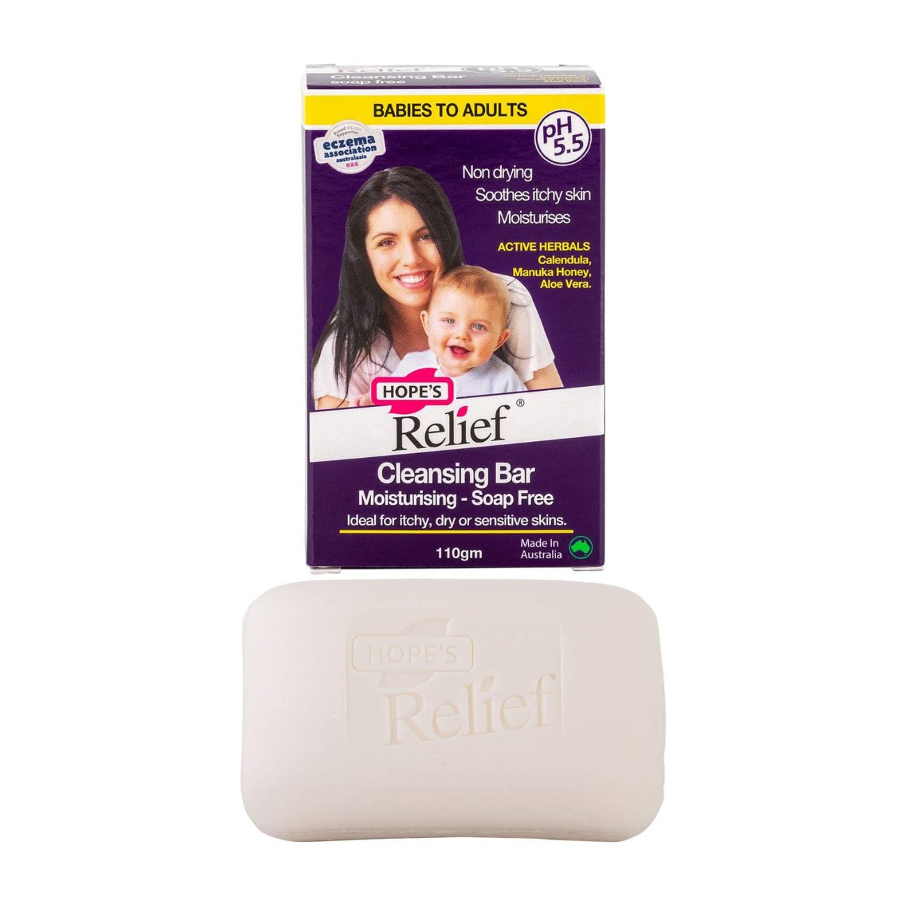 Cleansing Bar (Soap Free) with Calendula Manuka Aloe 110g - Hopes Relief - Cleansing Bar - Eco Natural Products