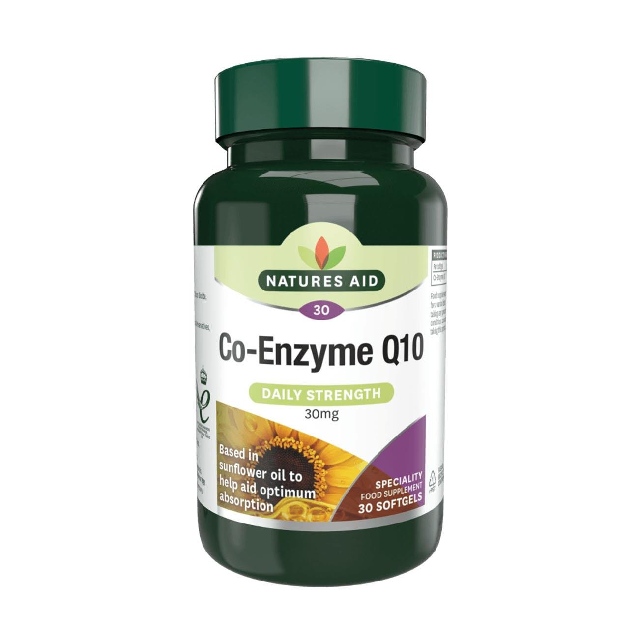 Co - Enzyme Q10 Daily Strength 30mg 30 Softgels - Eco Natural Products - Natures Aid - Vitamins & Supplements