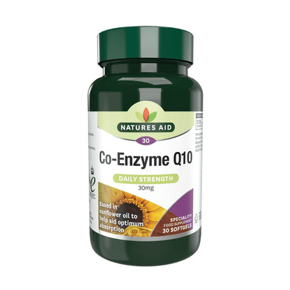 Co - Enzyme Q10 Daily Strength 30mg 30 Softgels - Natures Aid - Vitamins & Supplements - Eco Natural Products