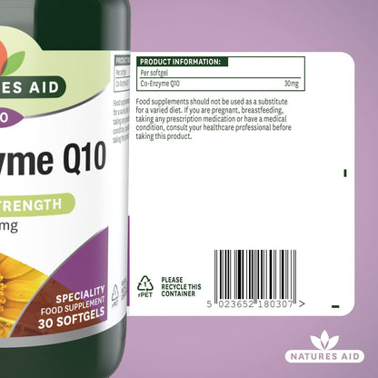 Co - Enzyme Q10 Daily Strength 30mg 30 Softgels - Natures Aid - Vitamins & Supplements - Eco Natural Products