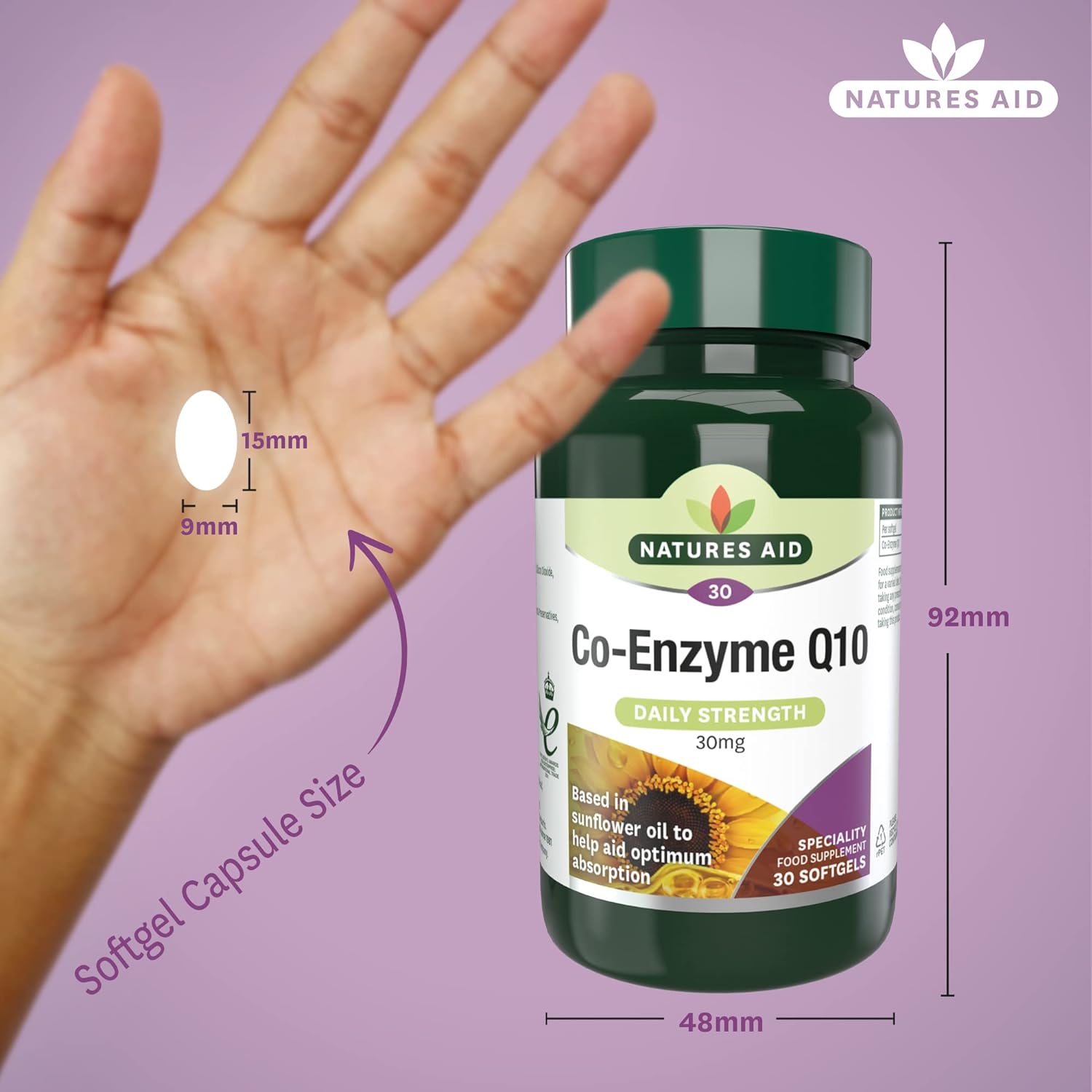 Co - Enzyme Q10 Daily Strength 30mg 30 Softgels - Eco Natural Products - Natures Aid - Vitamins & Supplements