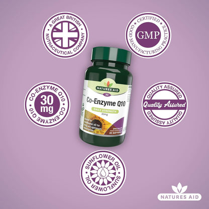 Co - Enzyme Q10 Daily Strength 30mg 90 Softgels - Natures Aid - Vitamins & Supplements - Eco Natural Products