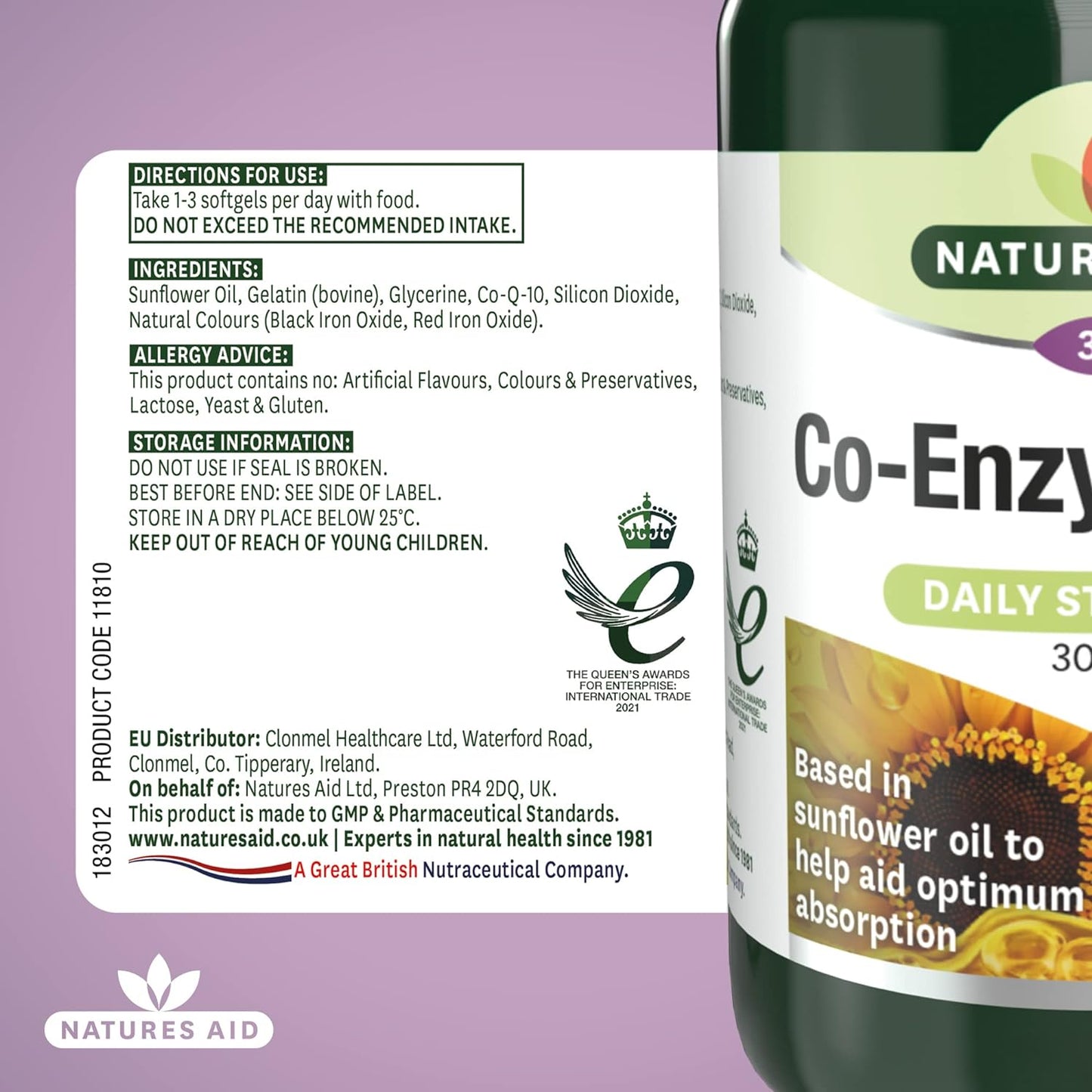 Co - Enzyme Q10 Daily Strength 30mg 90 Softgels - Natures Aid - Vitamins & Supplements - Eco Natural Products