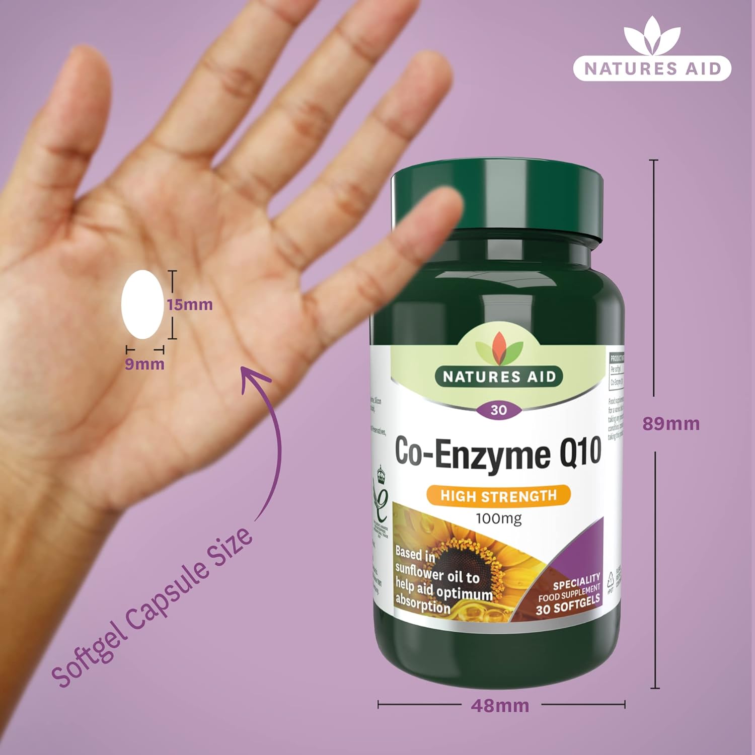 Co - Enzyme Q10 High Strength 100mg 30 Softgels - Eco Natural Products - Natures Aid - Vitamins & Supplements