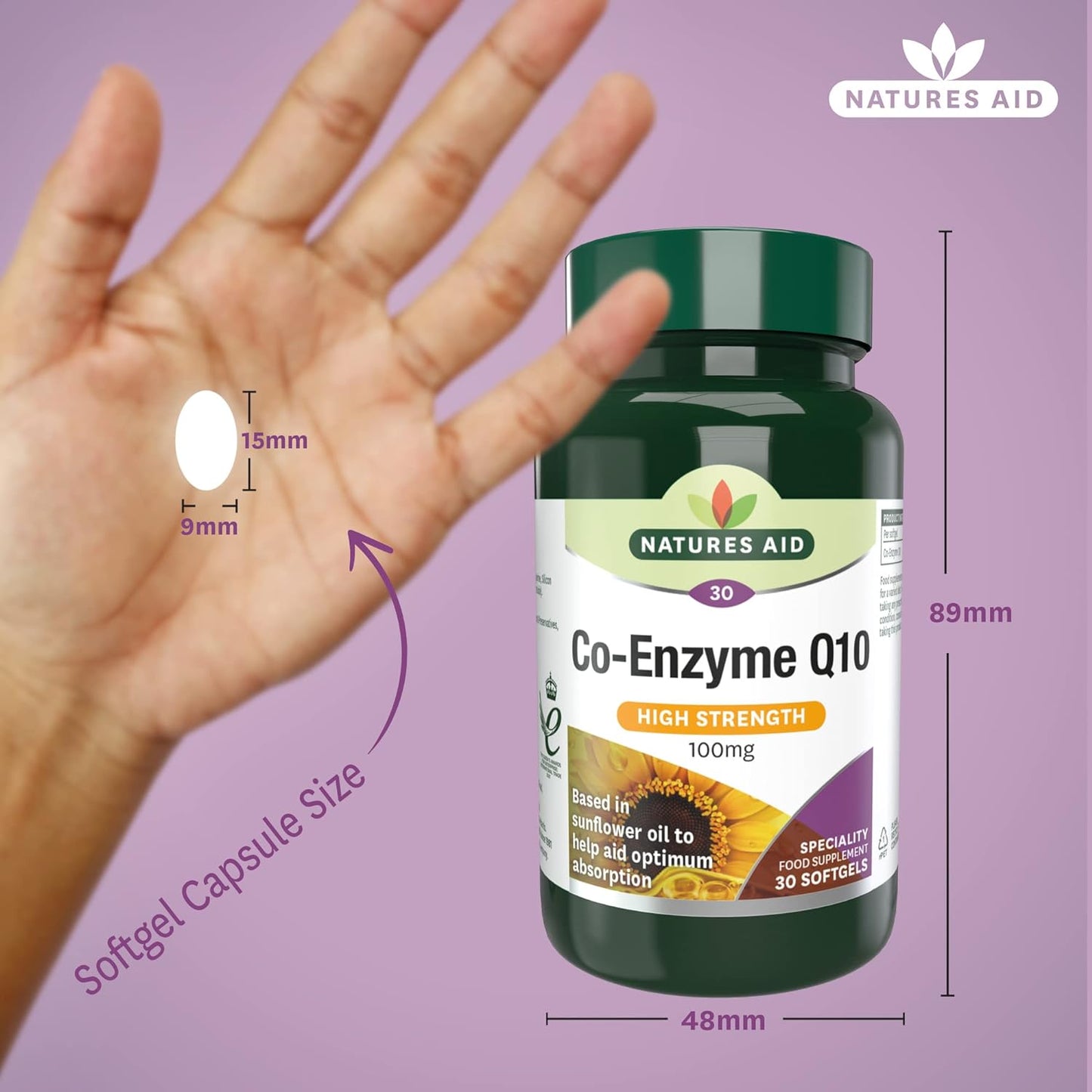 Co - Enzyme Q10 High Strength 100mg 30 Softgels - Natures Aid - Vitamins & Supplements - Eco Natural Products