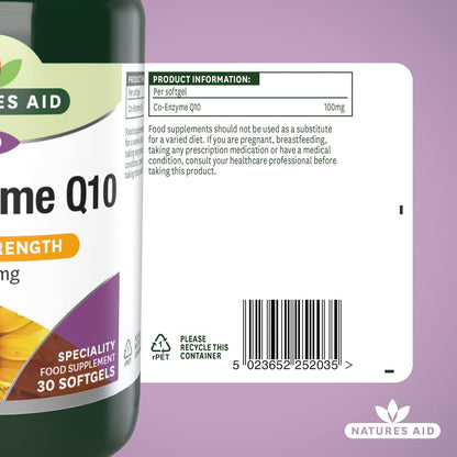Co - Enzyme Q10 High Strength 100mg 30 Softgels - Natures Aid - Vitamins & Supplements - Eco Natural Products