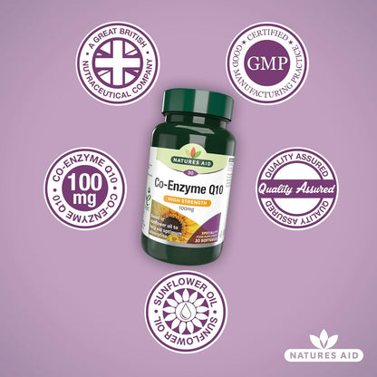 Co - Enzyme Q10 High Strength 100mg 30 Softgels - Natures Aid - Vitamins & Supplements - Eco Natural Products