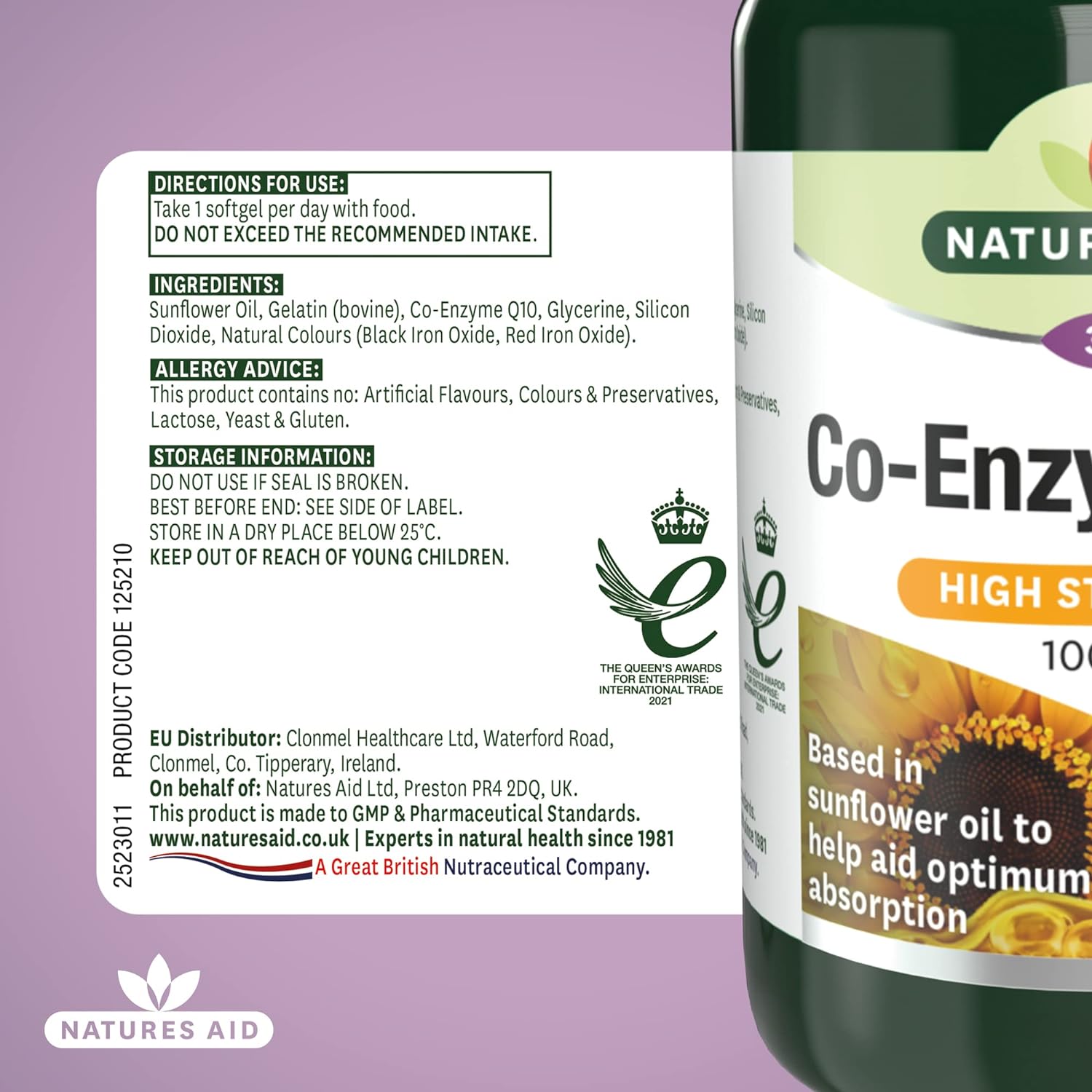 Co - Enzyme Q10 High Strength 100mg 30 Softgels - Natures Aid - Vitamins & Supplements - Eco Natural Products