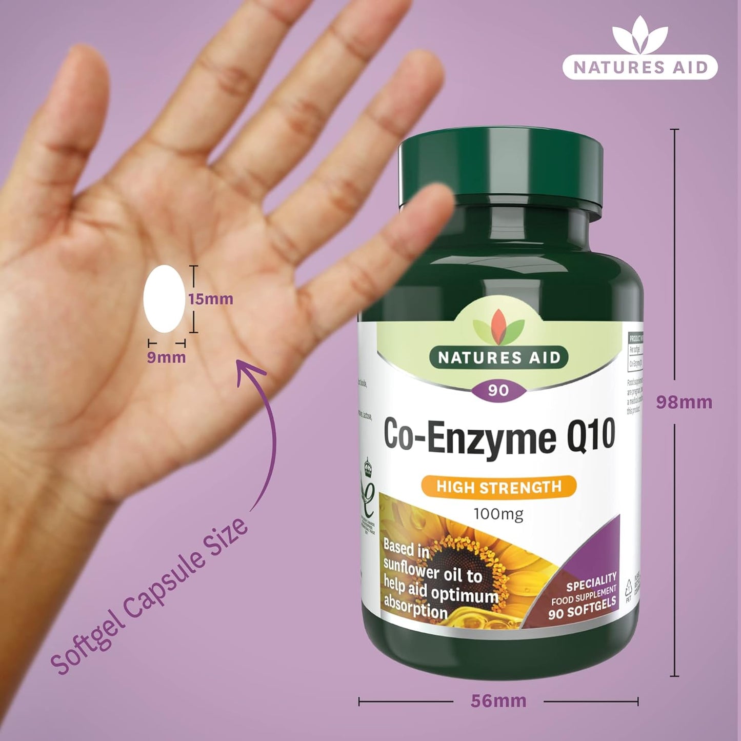 Co - Enzyme Q10 High Strength 100mg 90 Softgels - Natures Aid - Vitamins & Supplements - Eco Natural Products