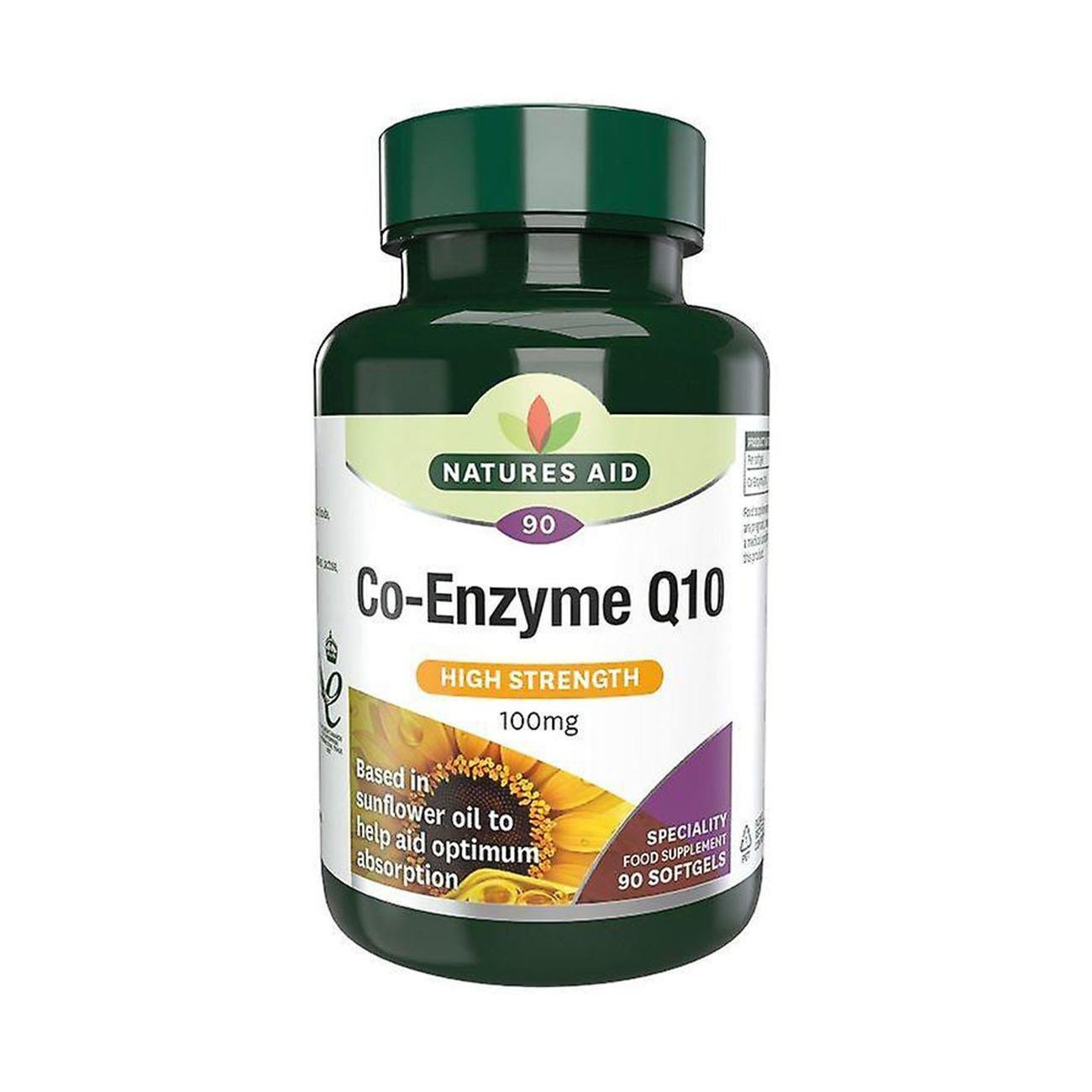 Co - Enzyme Q10 High Strength 100mg 90 Softgels - Eco Natural Products - Natures Aid - Vitamins & Supplements