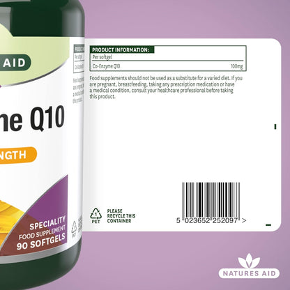 Co - Enzyme Q10 High Strength 100mg 90 Softgels - Natures Aid - Vitamins & Supplements - Eco Natural Products