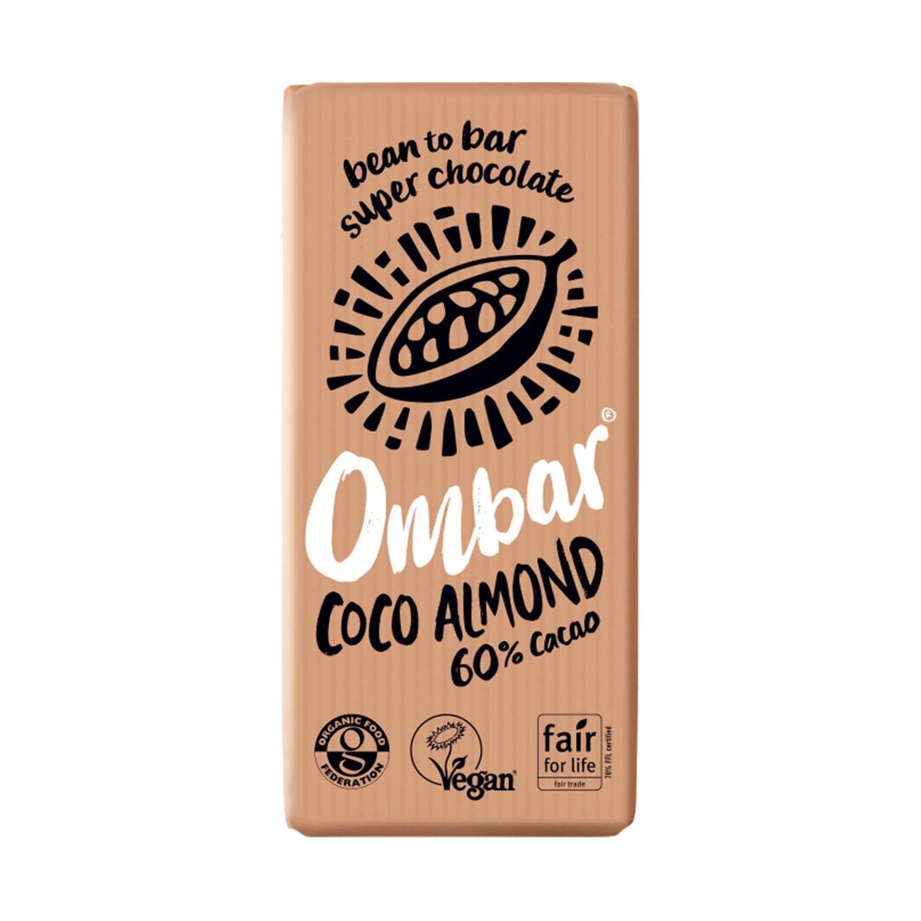 Coco Almond 60% Cacao Chocolate Bar 70g - Ombar - Chocolate Bar - Eco Natural Products