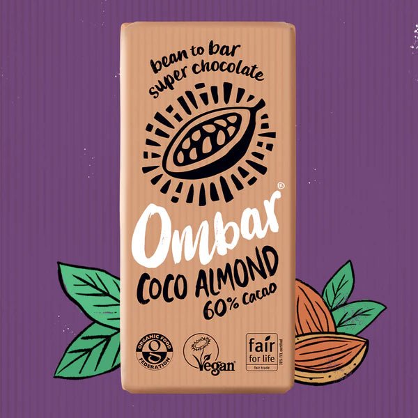 Coco Almond 60% Cacao Chocolate Bar 70g - Ombar - Chocolate Bar - Eco Natural Products
