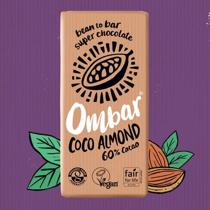Coco Almond 60% Cacao Chocolate Bar 70g - Ombar - Chocolate Bar - Eco Natural Products