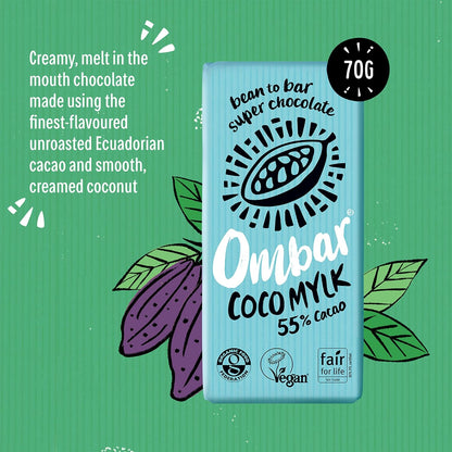 Coco Milk 55% Cacao Chocolate Bar 70g - Ombar - Chocolate Bar - Eco Natural Products