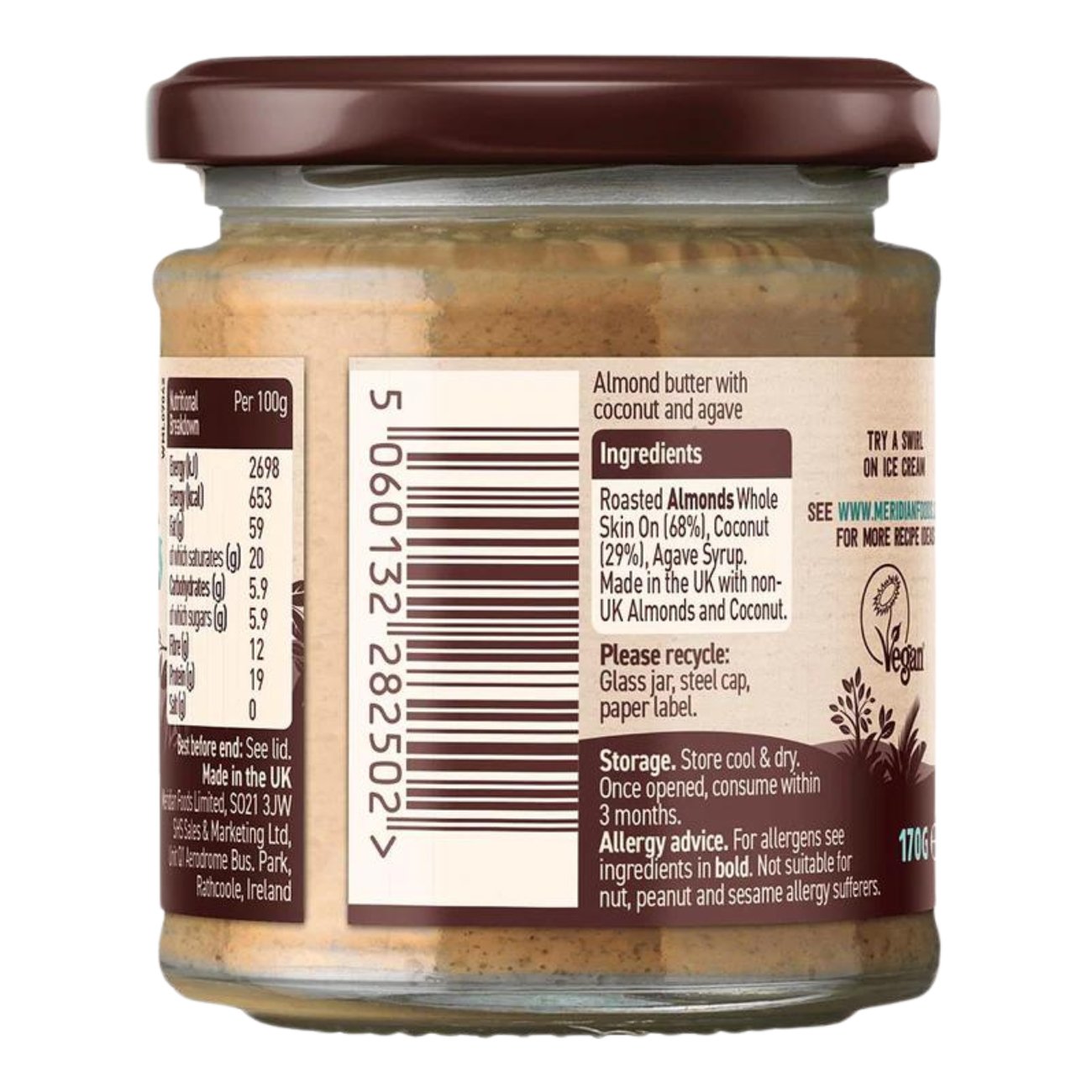 Coconut & Almond Butter 170g - Eco Natural Products - Meridian - Spreads