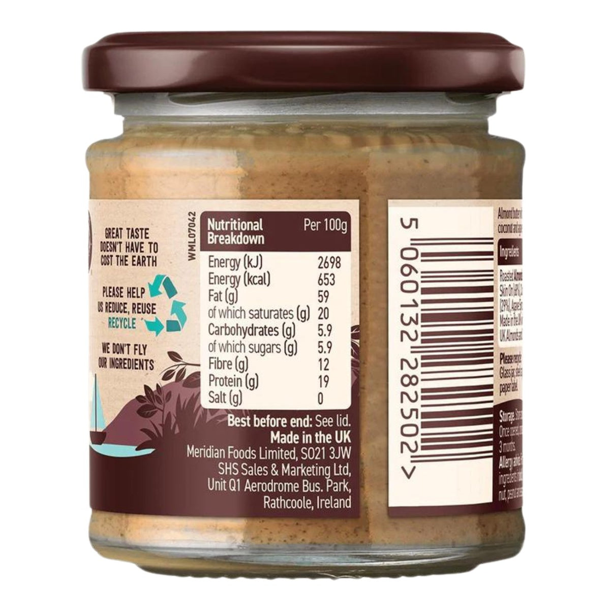 Coconut & Almond Butter 170g - Meridian - Spreads - Eco Natural Products