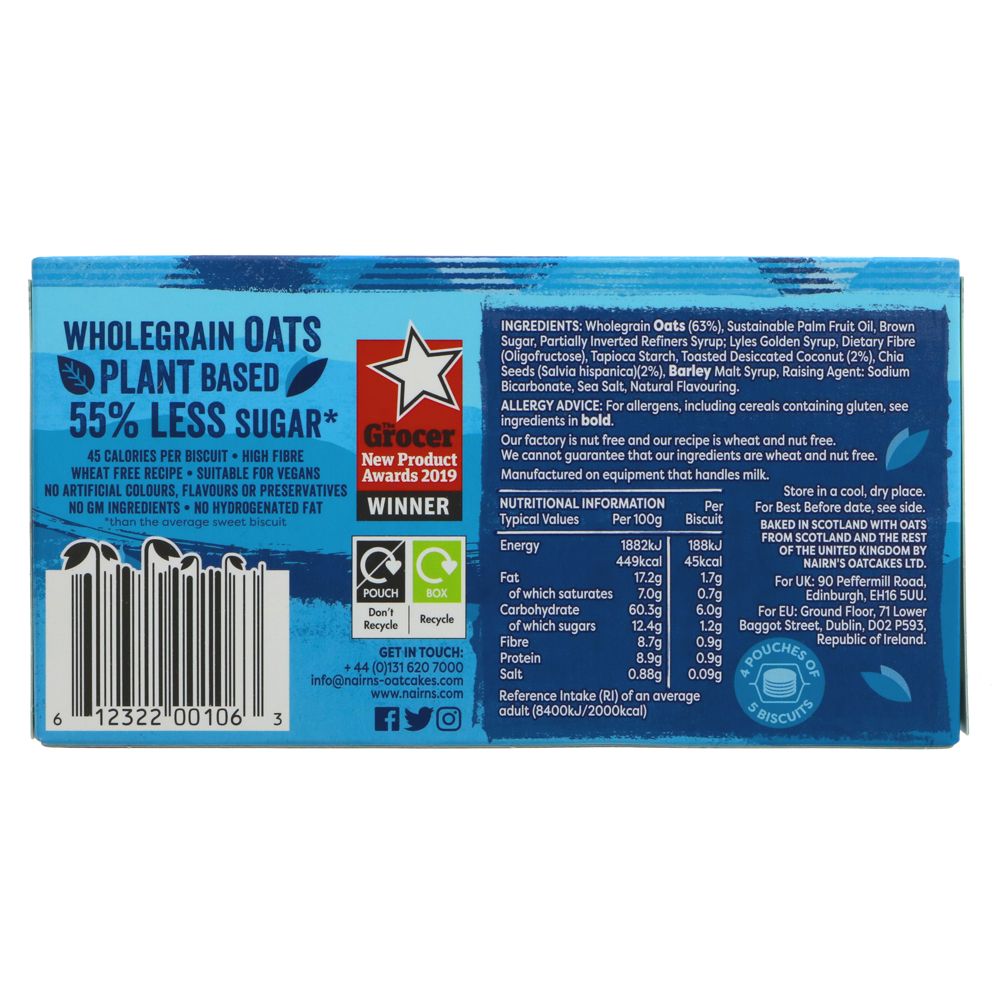 Coconut and Chia Oat Biscuit 200g - Nairns - Biscuits - Eco Natural Products