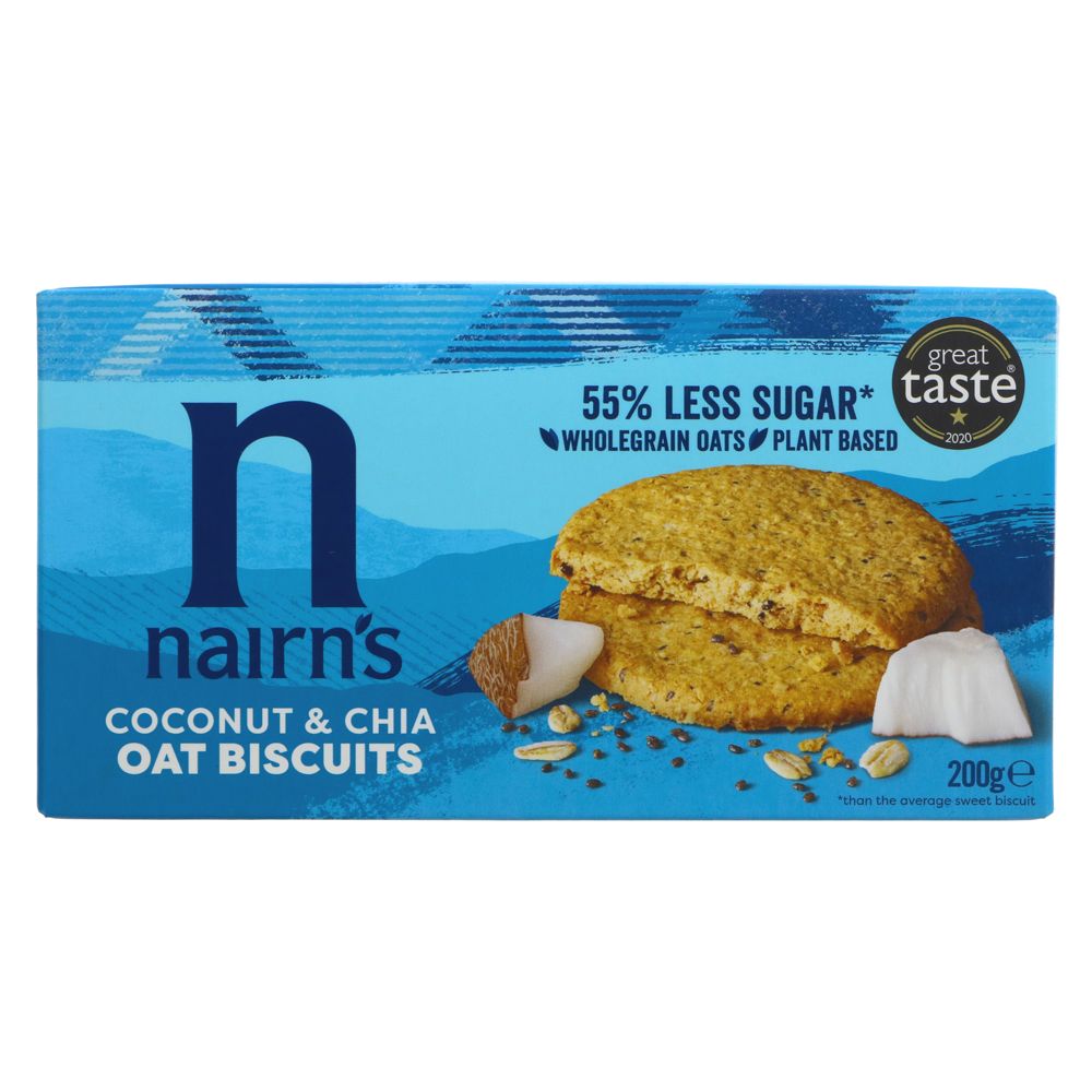 Coconut and Chia Oat Biscuit 200g - Eco Natural Products - Nairns - Biscuits