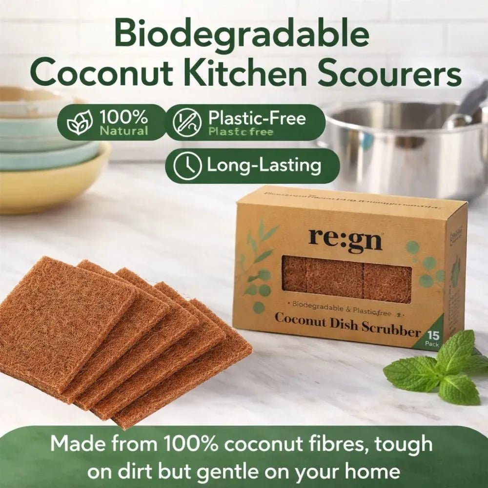 Coconut Dish Scrubber Biodegradable 15 Pack - Re:gn - Sponges & Scouring Pads - Re:gn