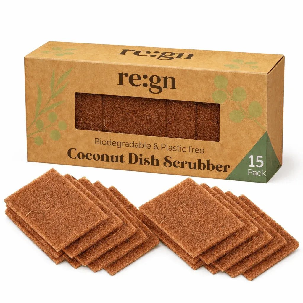 Coconut Dish Scrubber Biodegradable 15 Pack - Re:gn - Sponges & Scouring Pads - Re:gn
