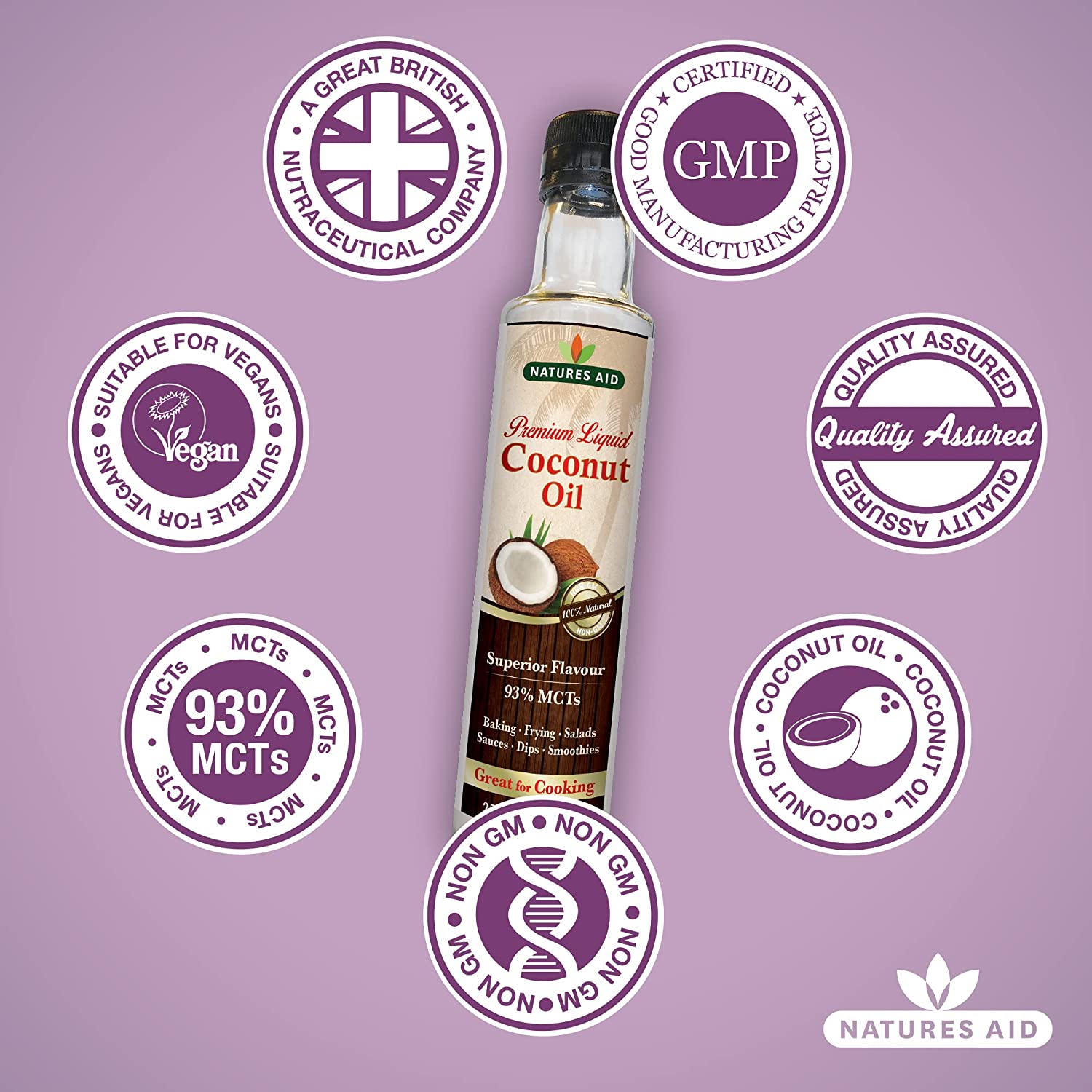 Coconut Oil 250ml - Eco Natural Products - Natures Aid - Oil Liquid