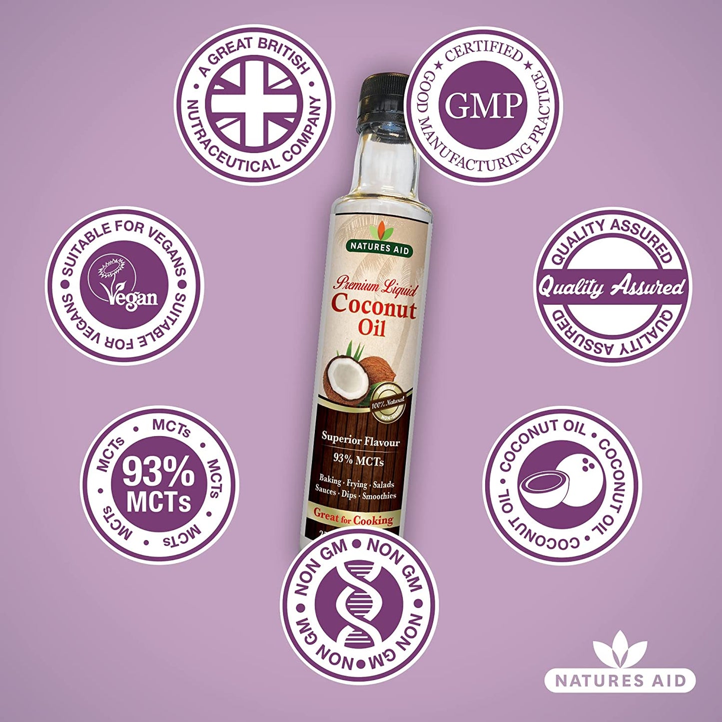 Coconut Oil 250ml - Natures Aid - Oil Liquid - Eco Natural Products