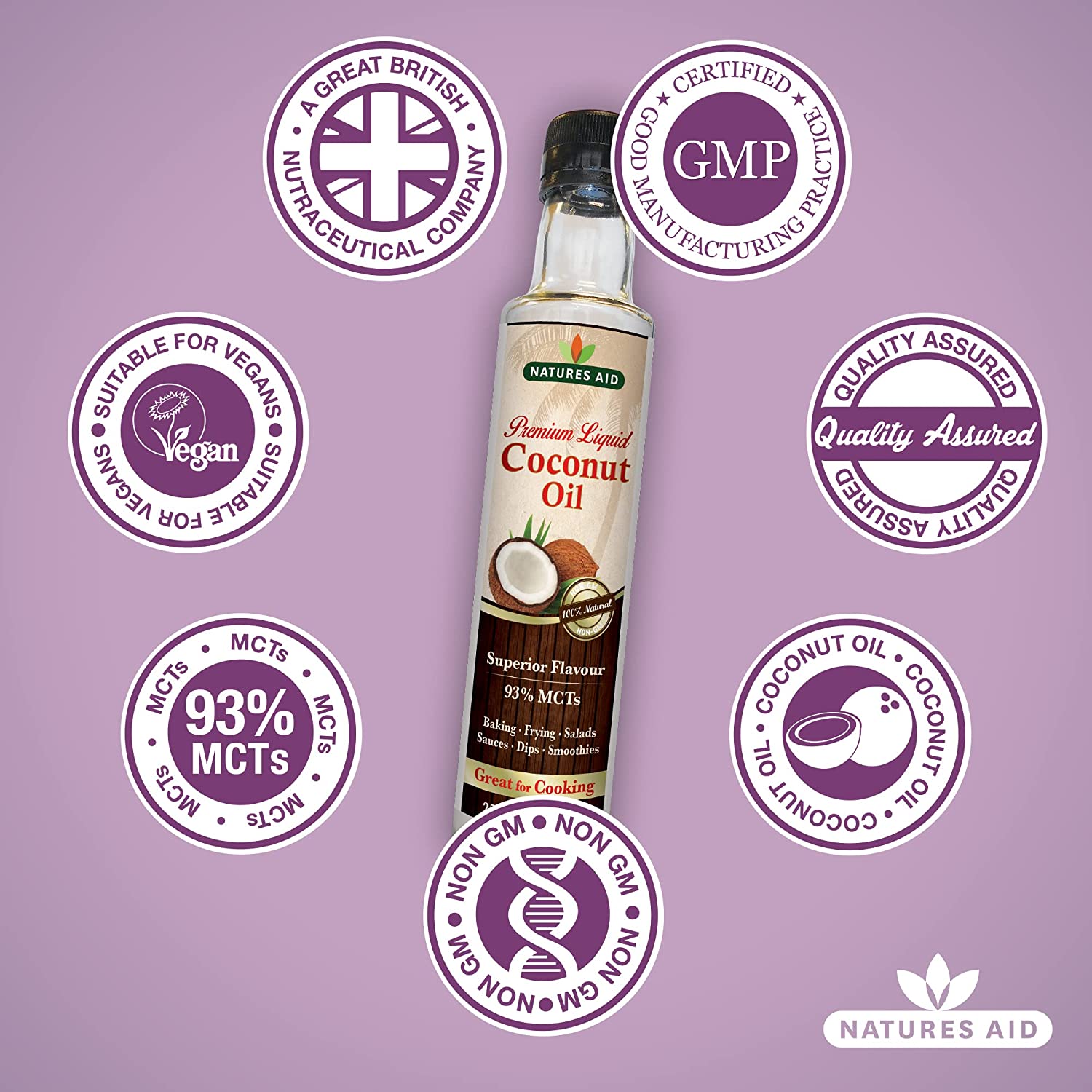Coconut Oil 250ml - Natures Aid - Oil Liquid - Eco Natural Products