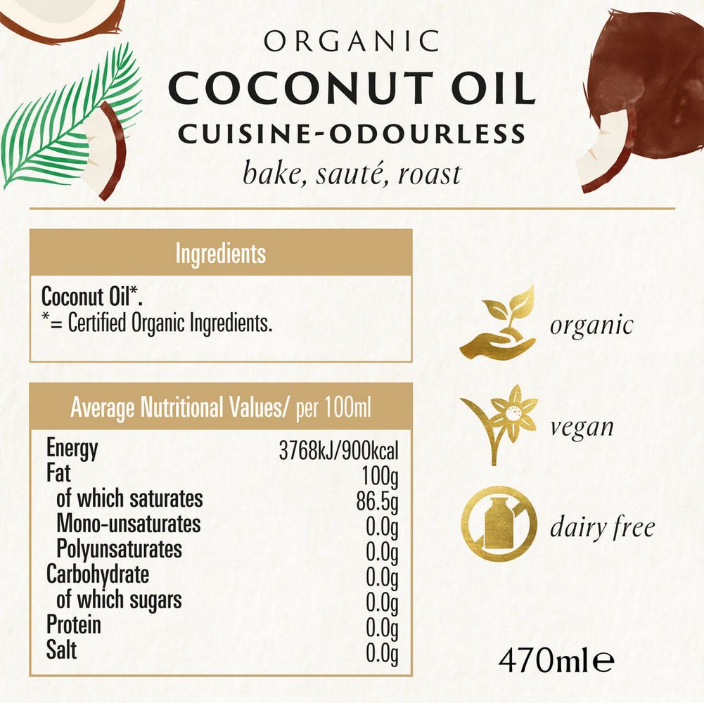 Coconut Oil Cuisine Mild & Odourless 470ml - Biona - Coconut Oil - Eco Natural Products